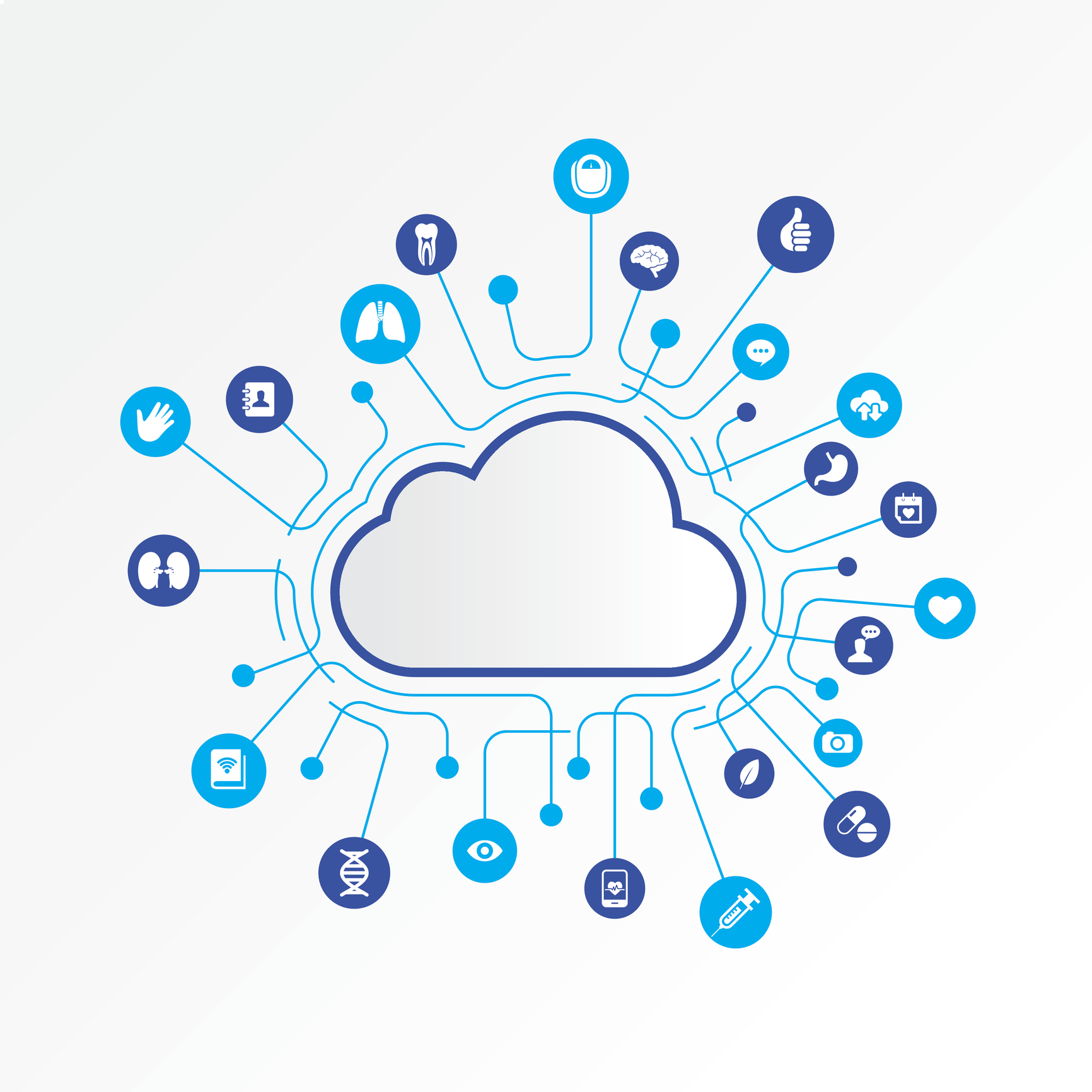 Cloud computing concept with medical icons